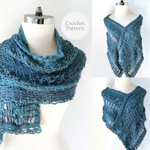 Zeitgenössische Essence Lace Schal häkeln, Spitzenschal, Dreieckstuch, Schal, Häkelmuster, Spitzenschal
