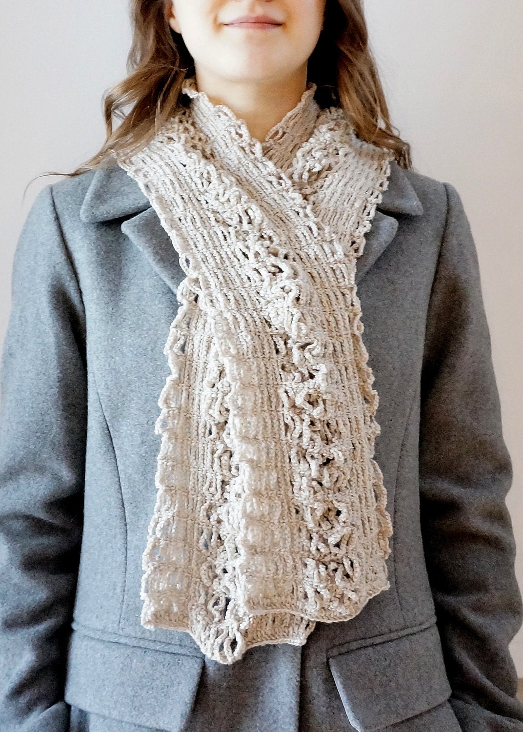 Contemporary Lace Scarf Crochet pattern, elegant lace scarf, long scarf