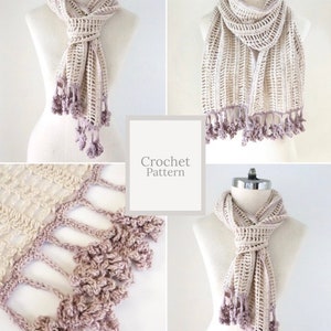 Lavender and Lace Shawl Crochet Pattern, Lavendar and Lace Scarf Pattern, scarf pattern, crochet, crochet pattern, floral lace scarf pattern image 1
