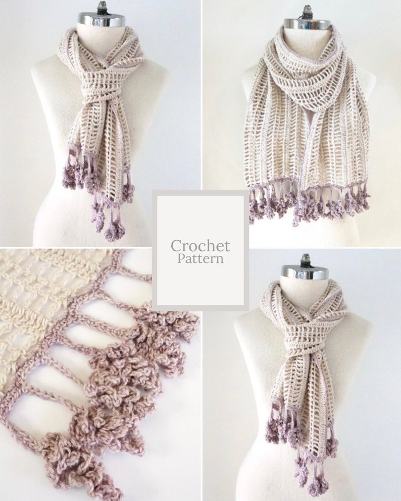 Lavender and Lace Shawl Crochet Pattern, Lavendar and Lace Scarf Pattern, scarf pattern, crochet, crochet pattern, floral lace scarf pattern image 1