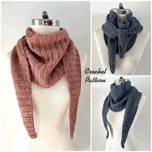 October Easy Crochet Scarf, triangular scarf, easy crochet scarf, crochet pattern in fingering or sock weight yarn, crochet scarf pattern,