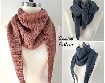 October Easy Crochet Scarf, triangular scarf, easy crochet scarf, crochet pattern in fingering or sock weight yarn, crochet scarf pattern,