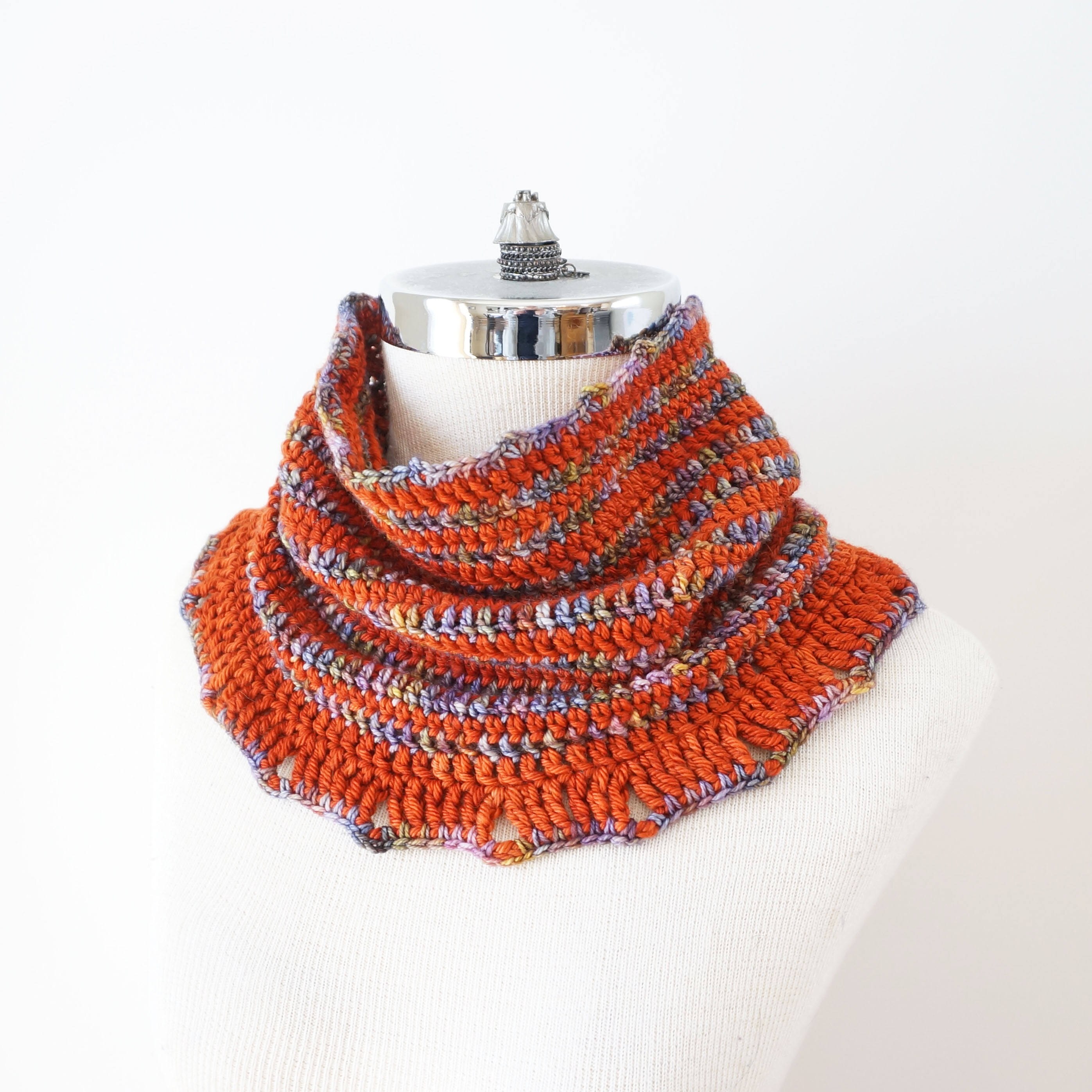 Striped Cowl Scarf Pattern Crochet Pattern Striped Cowl