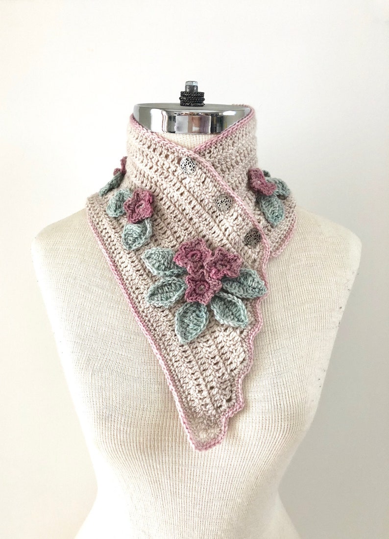 Crochet Pattern Collection 1 Floral Botanical Scarves , includes 4 beautiful crochet scarf patterns, floral scarf, crochet scarf pattern, image 9