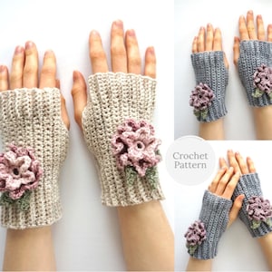 Floral Petunia Hand Warmers crochet pattern, floral hand warmers, floral crochet pattern, arm warmer pattern, arm warmer crochet pattern