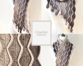 Elegant Leaves Scarf Crochet pattern, shawl pattern, long scarf, crochet lace scarf pattern, scarf pattern, Leaf scarf pattern, scarf