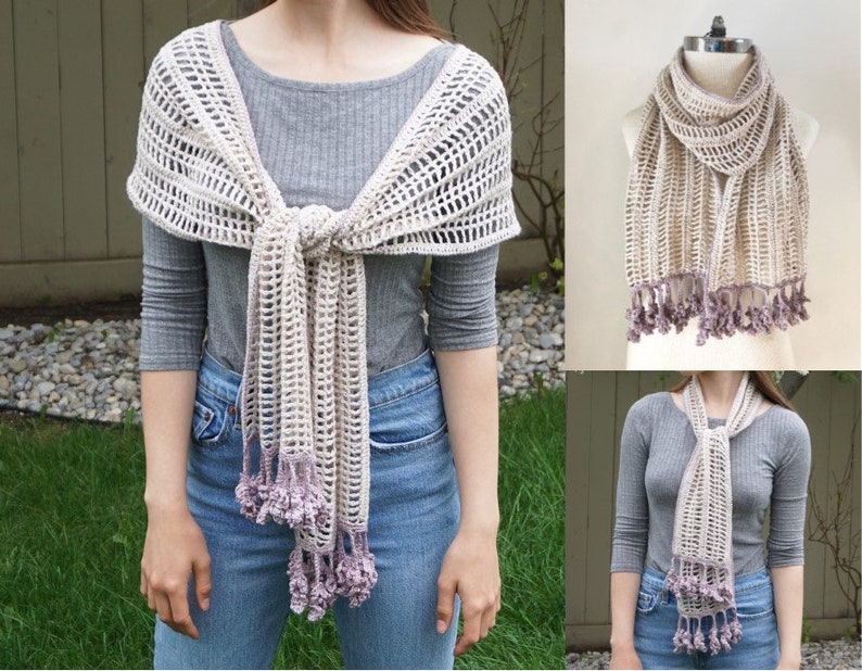 Lavender and Lace Shawl Crochet Pattern, Lavendar and Lace Scarf Pattern, scarf pattern, crochet, crochet pattern, floral lace scarf pattern image 5