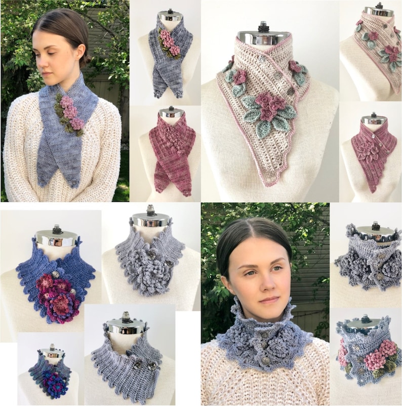 Crochet Pattern Collection 1 Floral Botanical Scarves  image 1