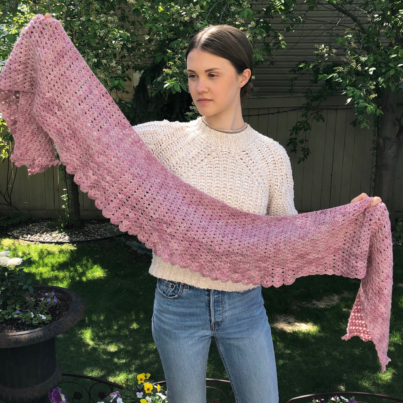 Elegant Lace Shawl Scarf Crochet Pattern Scarf Crochet | Etsy
