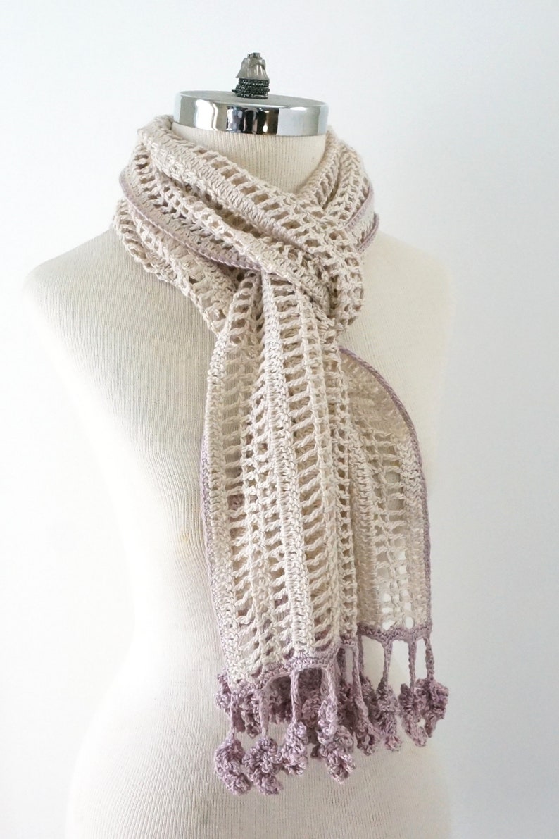 Lavender and Lace Shawl Crochet Pattern, Lavendar and Lace Scarf Pattern, scarf pattern, crochet, crochet pattern, floral lace scarf pattern image 6