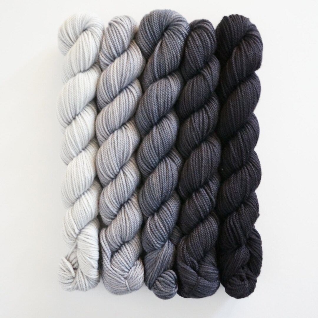 Yarn Black Gray Yarn Party of Five Yarn by Etsy