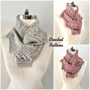 Cozy Contemporary Neck Warmer Scarf crochet pattern in DK weight yarn, lace scarf, crochet scarf pattern, scarf pattern, crochet
