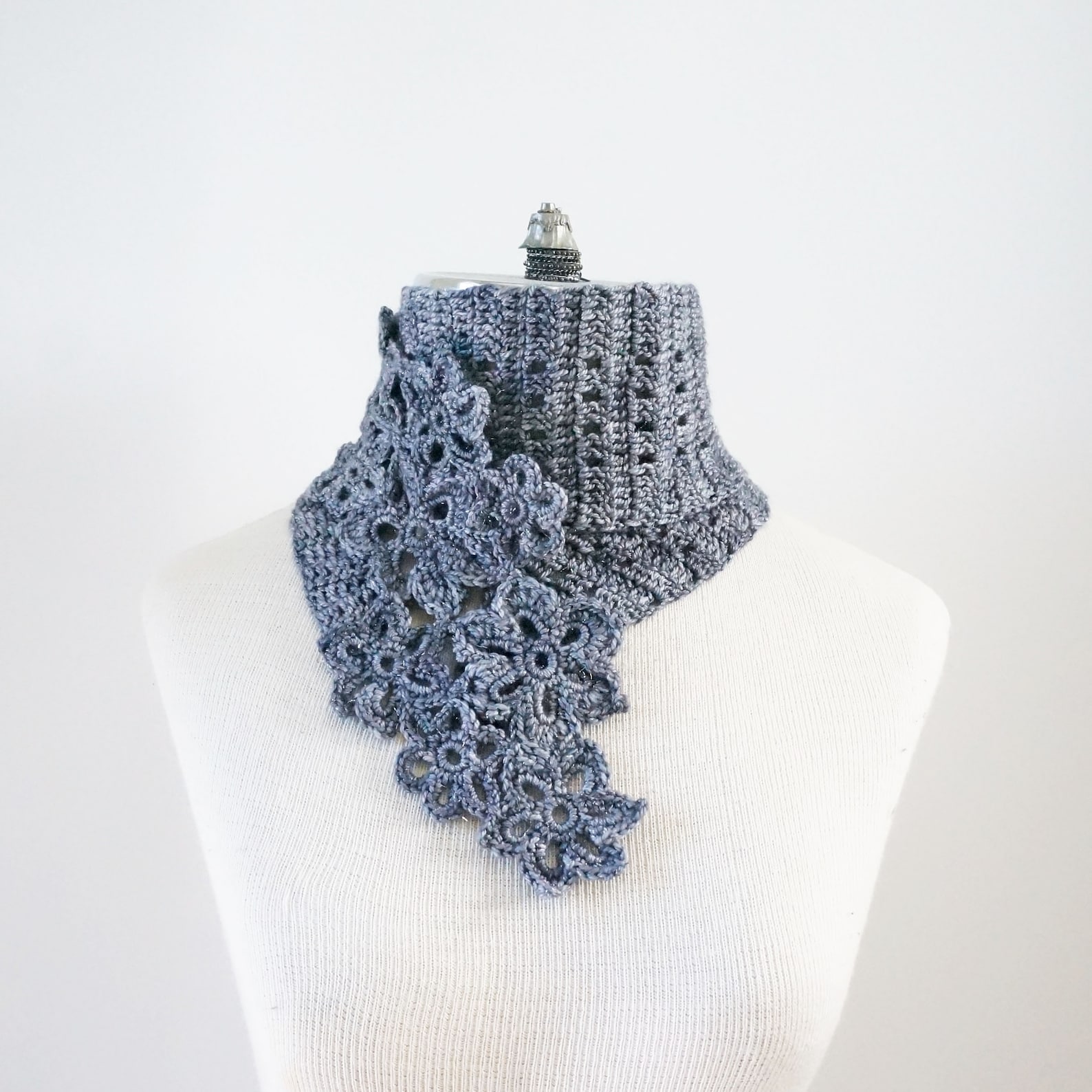 Floral Eyelet Scarf Crochet Pattern, Crochet Scarf Pattern, Floral ...