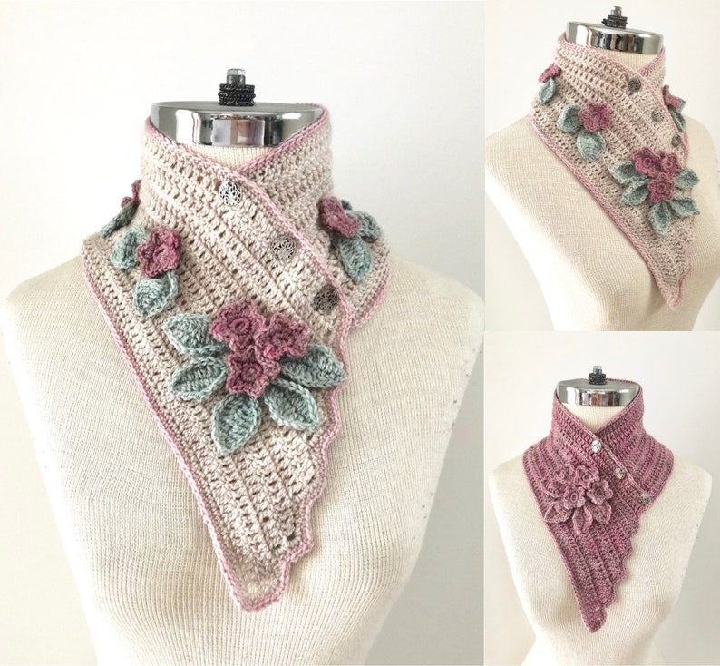 Crochet Pattern Collection 1 Floral Botanical Scarves , includes 4 beautiful crochet scarf patterns, floral scarf, crochet scarf pattern, image 5