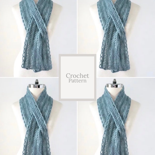 Elegant Essence Lace Scarf crochet pattern, crochet scarf pattern, scarf pattern, contemporary elegant scarf & a touch of lace, lace scarf