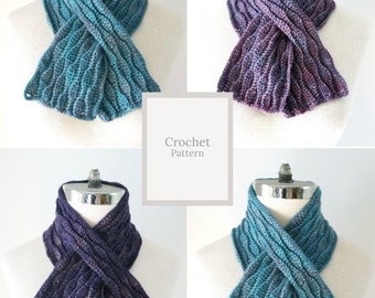 Reversible Textured Scarf, Neck Warmer for men and women, crochet pattern in fingering or sock weight yarn, crochet scarf pattern,