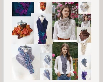 Crochet Pattern Collection #2 Floral Scarves, includes 4 beautiful crochet scarf patterns, scarf, floral scarf, crochet scarf pattern,