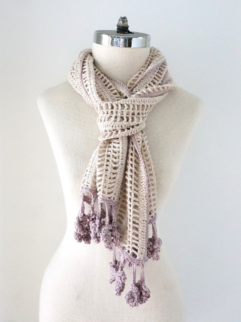 Lavender and Lace Shawl Crochet Pattern, Lavendar and Lace Scarf Pattern, scarf pattern, crochet, crochet pattern, floral lace scarf pattern image 4