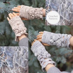 Crochet Pattern: Elegant Rose Hand and Arm Warmers crochet pattern, rose hand warmers, crochet pattern