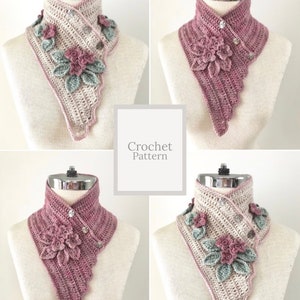 Floral Blossoms Scarf Crochet pattern, neck warmer scarf, floral scarf crochet pattern, scarf pattern, floral scarf pattern