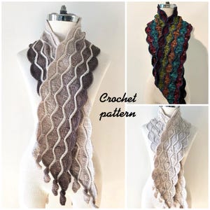 Écharpe de feuilles élégantes, motif au crochet, motif châle, écharpe longue, motif écharpe en dentelle au crochet, motif écharpe, motif écharpe feuille, écharpe