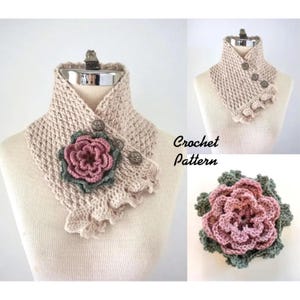 Floral Joy Scarf crochet pattern, floral scarf crochet pattern, brooch, scarf crochet pattern, crochet patterns, crochet, crochet flowers