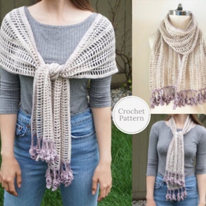 Lavender and Lace Shawl Crochet Pattern, Lavendar and Lace Scarf Pattern, scarf pattern, crochet, crochet pattern, floral lace scarf pattern image 2