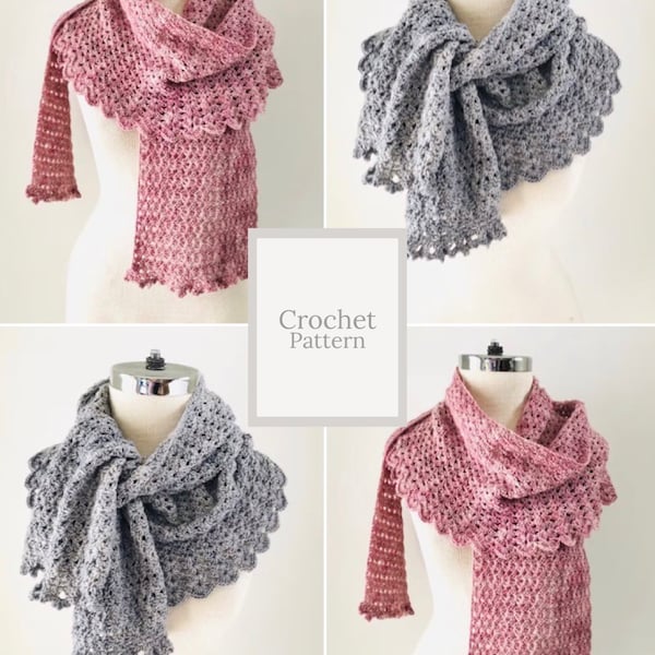 Elegant Lace Shawl Scarf Crochet pattern, scarf crochet pattern, shawl pattern, lace scarf pattern, lace scarf, scarf, crochet pattern