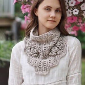 Rose Cowl Scarf Crochet pattern, crochet scarf pattern, Neckwarmer pattern, scarf pattern, crochet scarf pattern, scarf