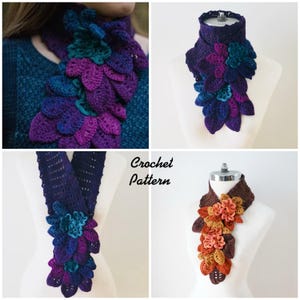 Écharpe florale au crochet Jardin de nuit, motif crochet, motif cache-cou, motif écharpe florale, écharpe florale, motif écharpe au crochet