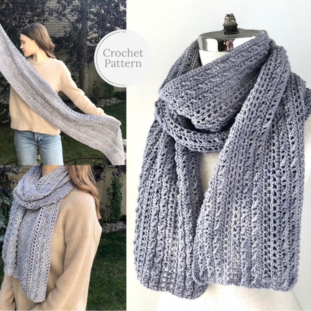 Cozy Cable Lace Scarf Crochet Pattern, Cable Scarf, Lace Scarf Pattern ...