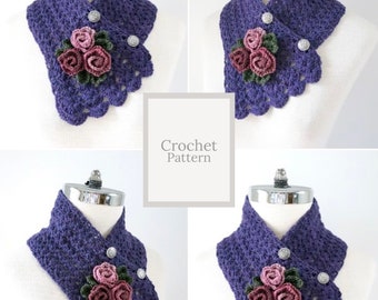 Floral Rose Bouquet Scarf crochet pattern, floral scarf crochet pattern, Rose scarf crochet pattern, crochet patterns, crochet, rose scarf