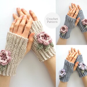 Floral Peony Hand Warmers crochet pattern, floral hand warmers, floral crochet pattern, arm warmer pattern, arm warmer crochet pattern