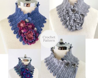 Juliette Floral Scarf Crochet pattern, crochet scarf pattern, Neckwarmer pattern, scarf pattern, floral scarf, crochet scarf pattern, scarf