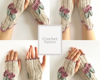 Floral Blossoms Hand Warmers crochet pattern, blossom hand warmers, floral crochet pattern, arm warmer pattern, arm warmer crochet pattern