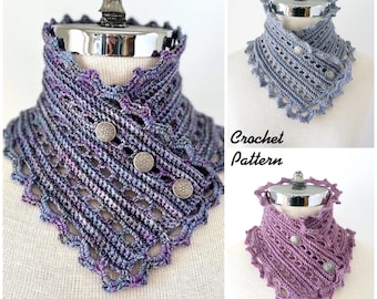 Florence Lace Scarf for women, neck warmer scarf, crochet pattern in fingering or sock weight yarn, crochet scarf pattern, scarf, lace scarf