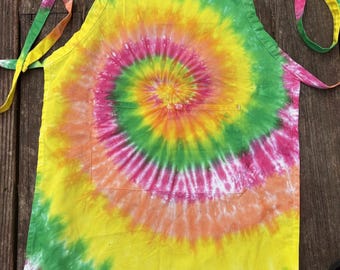 Rainbow dyed cotton apron FREE SHIPPING