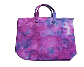 Canvas tote bag purple and blue multi color
