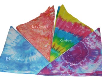 Oversized tie dyed cotton bandanas -27" x 27"