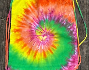 Rainbow tie dye drawstring bag