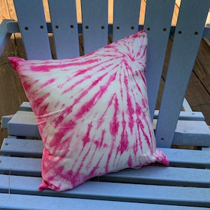 Pink tie dyed silk accent pillow