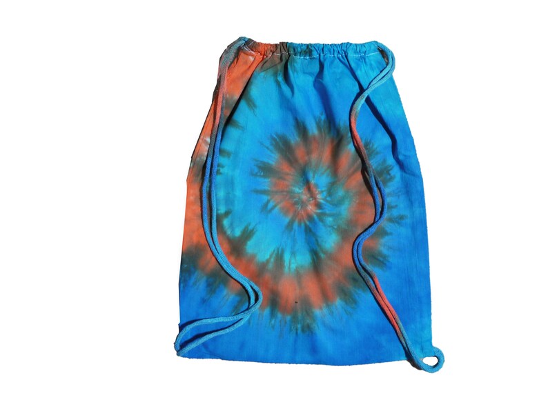 Rainbow tie dye drawstring backpack image 1
