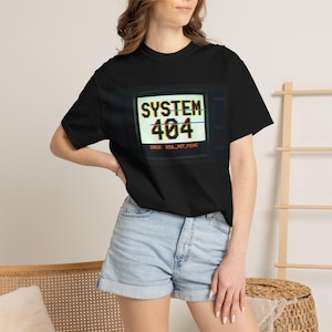 System 404 ERROR: SOUL_NOT_FOUND | Retro Tech T-Shirt | Developer Humor Tee | Glitch error series