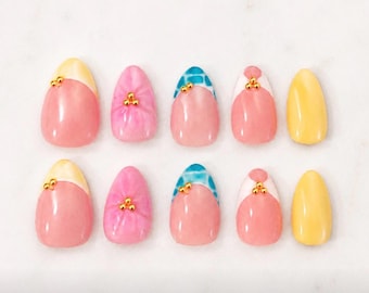 summer press on nails handmade high quality gel nails