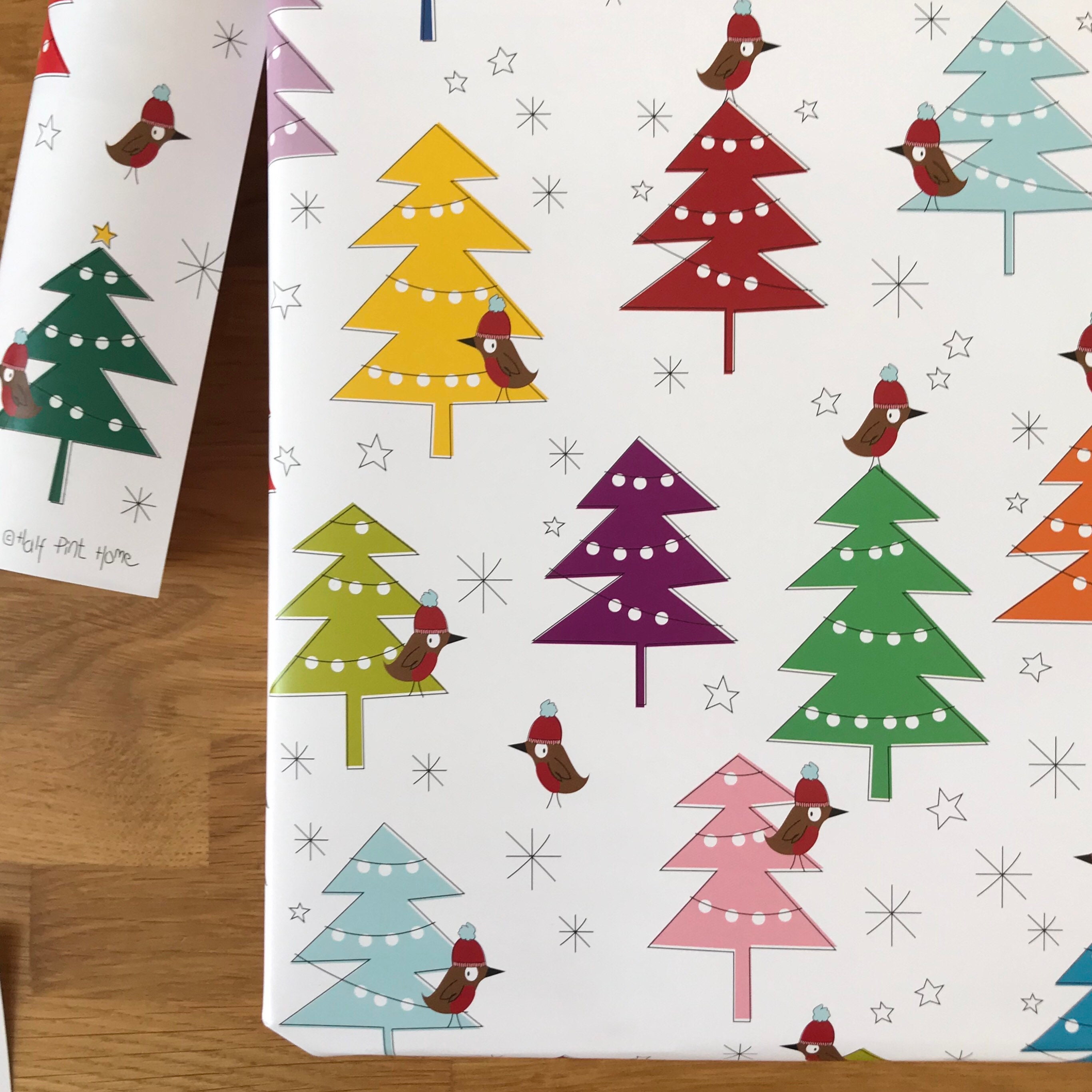 Discover Robins And Christmas Trees Christmas Wrapping Paper