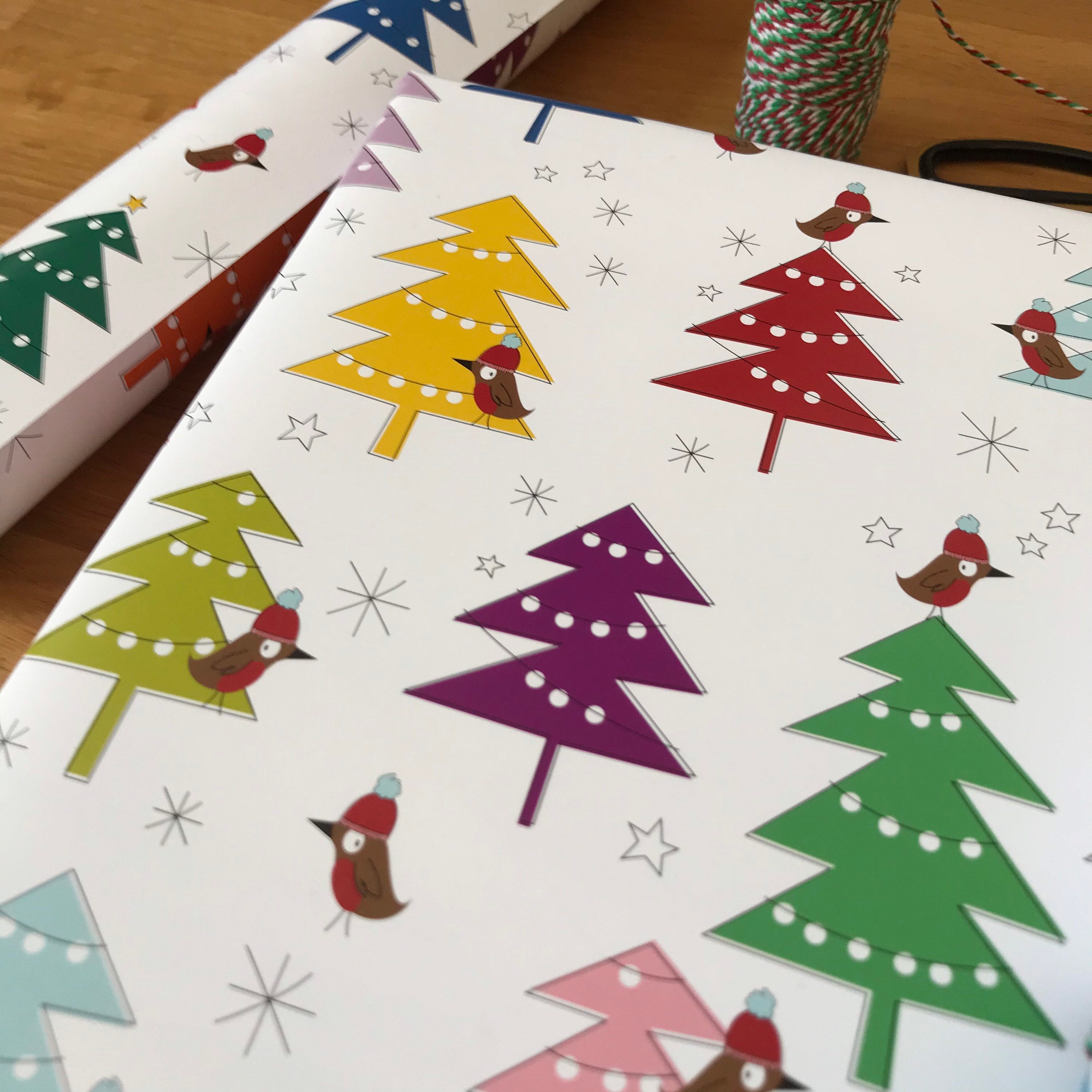Discover Robins And Christmas Trees Christmas Wrapping Paper
