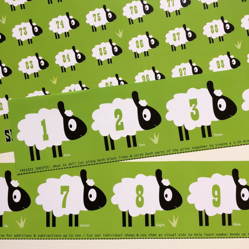 Counting Sheep Educational Number Poster Etsy