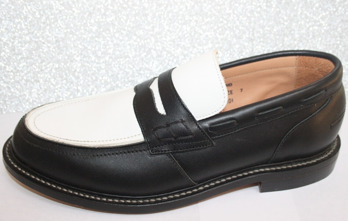 1950's Men's black & white loafers Size UK 7 Etsy