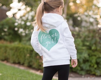 Flower Girl Hoodie, Flower Girl Gift, Jr. Bridesmaid, Bridal Party Gifts, Wedding Day Apparel, Bridesmaid Gifts, Flower Girl Sweatshirt