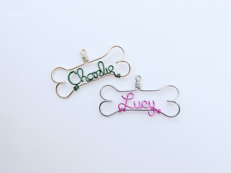 Personalized Dog Bone Ornament-Dog Lover Gifts,Gifts for Pets,Handcrafted Wire with Pet's Name,Unique Modern Dog Christmas Holiday Ornaments image 7